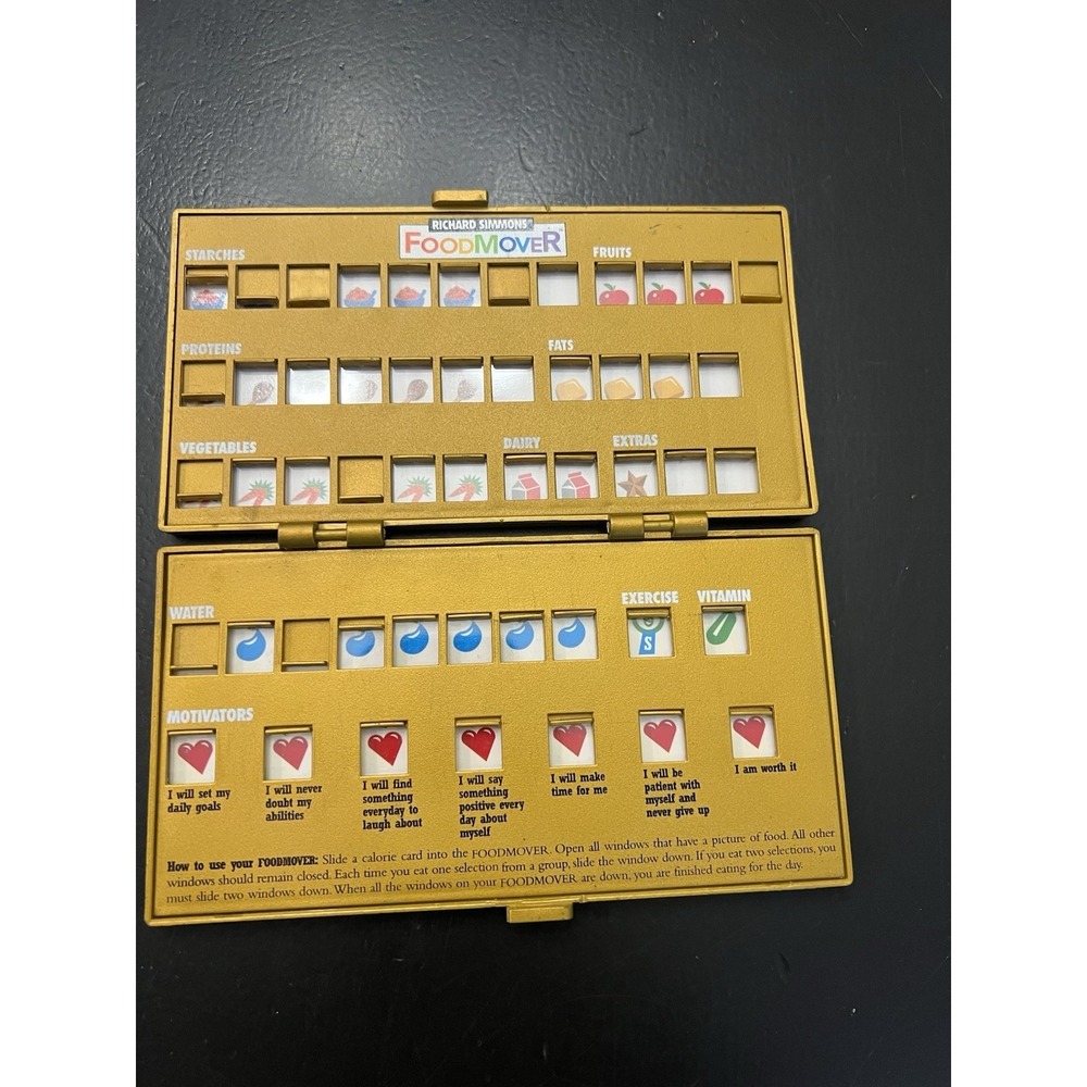 Richard Simmons Food Mover Gold 1400 & 1600 Calories 1998 Vintage Food Tracker - Picture 3 of 12